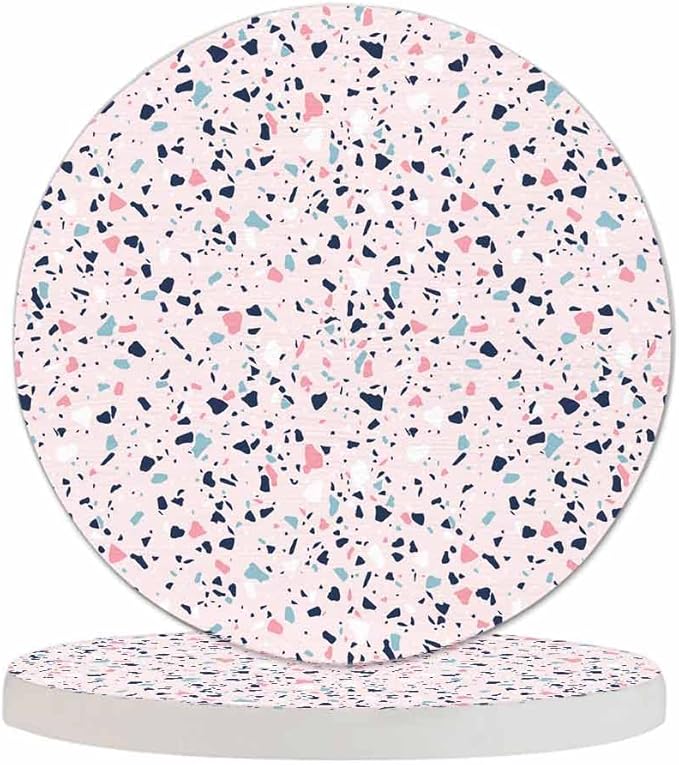 Terrazzo Pattern Design Coasters for Drinks Office Coffee Table Modern Dots Colourful Spotted Art Living Room Decor Set of 2 for Cold Drinks Wine Mugs and Cups 4 Inch
