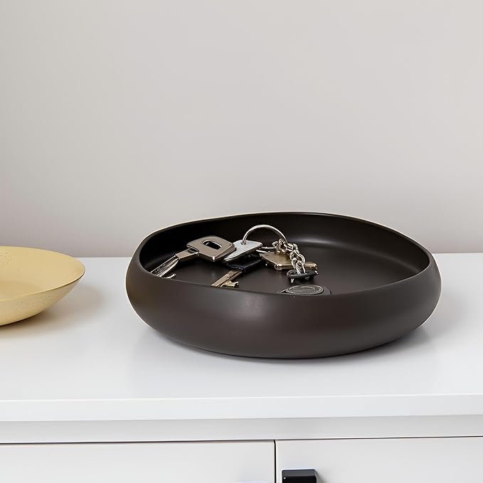 Modern Art Decorated Bowl – Ceramic Fruit Bowl for Kitchen Counter, Contemporary Party Bowl & Key Bowl for Home Storage and Table Décor