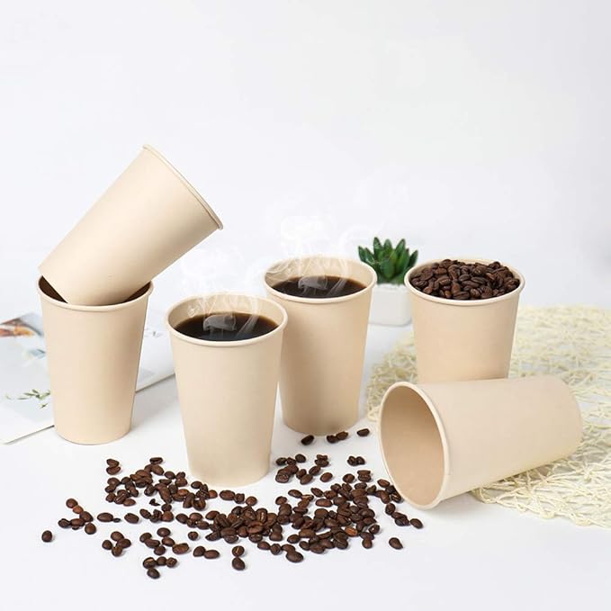 160 Count 15 oz Disposable Coffee Paper Cups, Plant Fiber Brown for Hot Drink