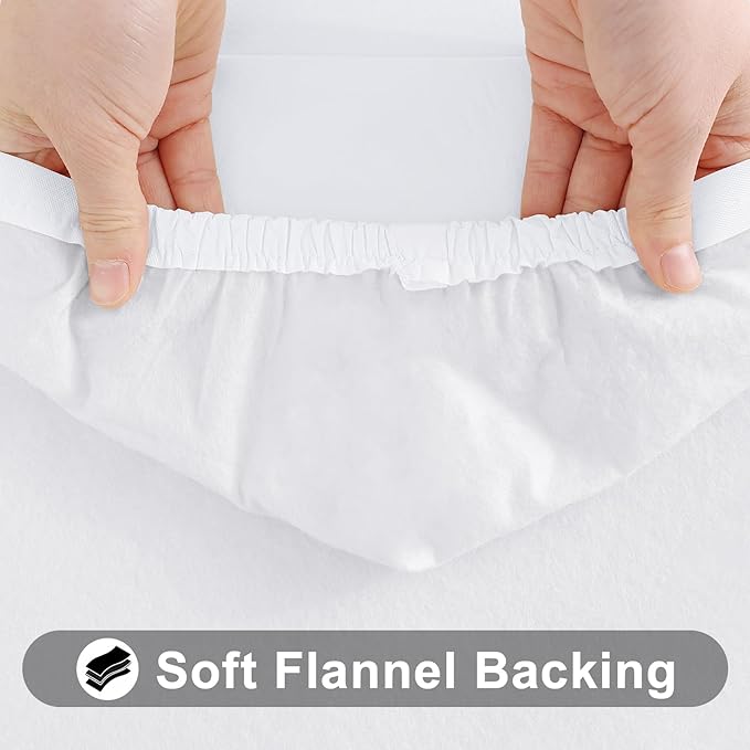 Smiry Rectangle Tablecloth, Elastic Fitted Flannel Backed Vinyl Tablecloths for 5ft Folding Tables, Waterproof Wipeable Table Covers for Indoor, Outdoor, Picnic and Camping (White, 30"x60")