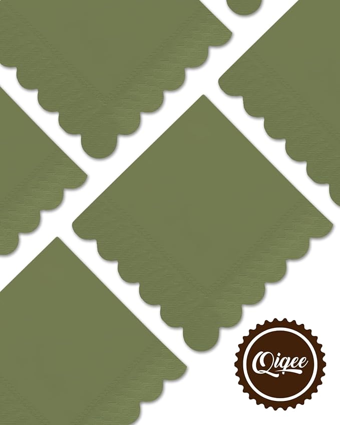 qiqee Turquoise Green Cocktail Dinner Napkins 5x5inch Disposable Beverage,Wedding, Birthday Party Dessert Wave Paper Napkins(120 Count)