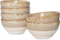 Bosmarlin Small Ceramic Dessert Bowls, 16 Oz, Set of 6, Dishwasher and Microwave Safe, For Cereal, Ice Cream, Soup, Salad, Rice (Brown Grey, 16 Oz)