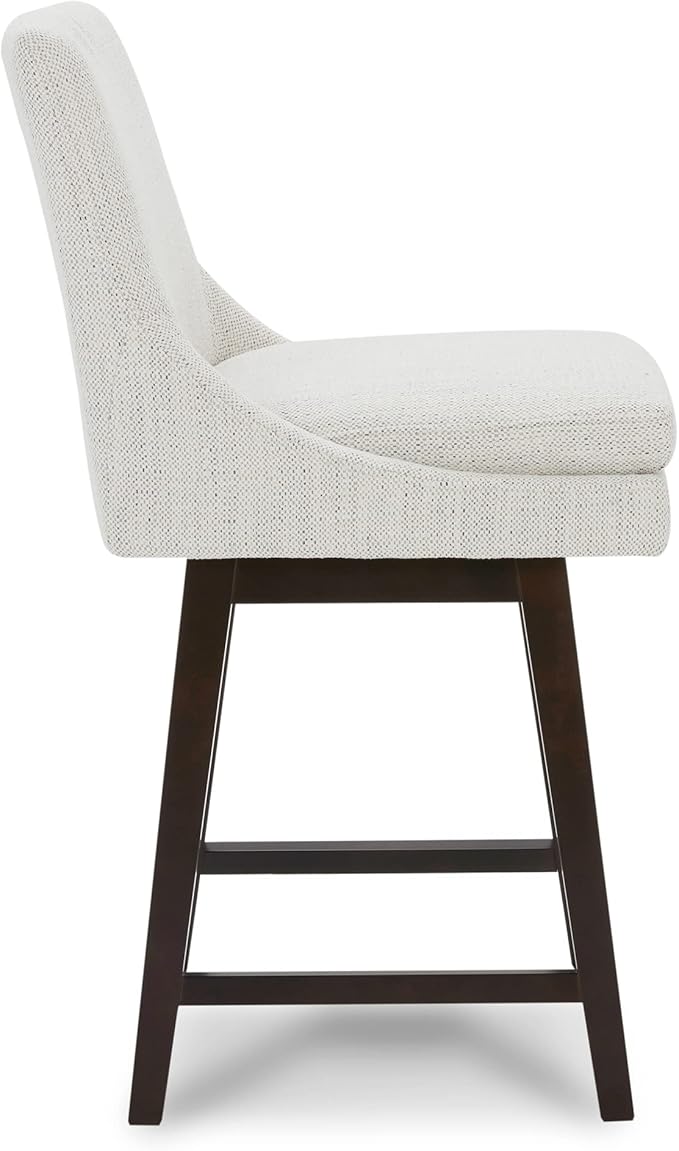 CHITA Counter Height Swivel Bar Stools Set of 3, FSC Certified Upholstered Fabric Barstool Chairs with Back, 26.8" H Seat Height, Fabric in Ivory