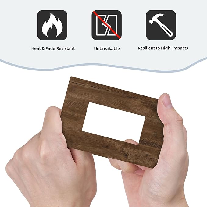 Outlet Covers Brown Rustic Wood Grain Farmhouse 1 Gang Wall Plate Single Rocker Light Switch Cover Decorative GFCI Receptacle Electrical Switchplate for Cabin Bedroom Decor（2 Pack）