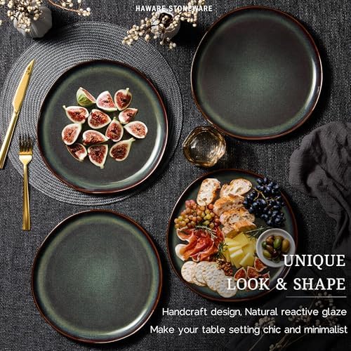 HaWare Stoneware Dinner Plates Set of 6, 10" Heavy Duty Ceramic Plates, Reactive Glaze Dinnerware for Home Restaurant, Chip and Scratch Resistant, Microwave and Dishwasher Safe, Reactive Moss Green - Image 3