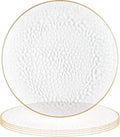 PARTY BARGAINS 13-Inch Charger Plates - 4 Pack, Hammered Clear Gold Rim, Heavy-Duty Disposable Chargers for Elegant Dining - Ideal for Weddings and Formal Events