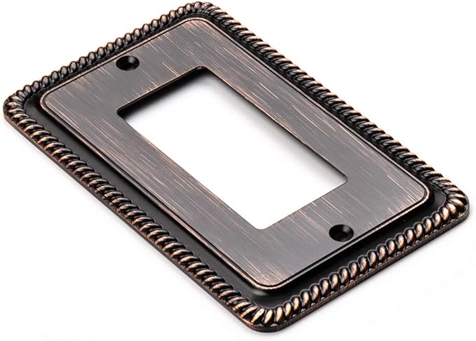 Henne Bery Rope Edge Decorative Wall Plate Switch Plate Outlet Cover (Single Decorator, 3 Pack, Aged Bronze)
