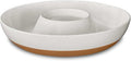 Mora Ceramic Chips and Dip Serving Tray: Large Divided Party Bowl Set for Chips & Salsa, Veggies & Dip, Fruit, Snacks, Entertaining, Hosting, etc. Minimalist Design for the Modern Hostess - White