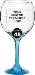 Custom Premiere Wedding Wine Glasses 20.5 oz Set of 48, Personalized Bulk Pack - Restaurant Glassware, Perfect for Red Wine or White Wine - Blue