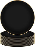 PARTY BARGAINS 13-Inch Charger Plates - 16 Pack, Organic Collection Black Gold Rim, Heavy-Duty Disposable Chargers for Elegant Dining - Ideal for Weddings and Formal Events