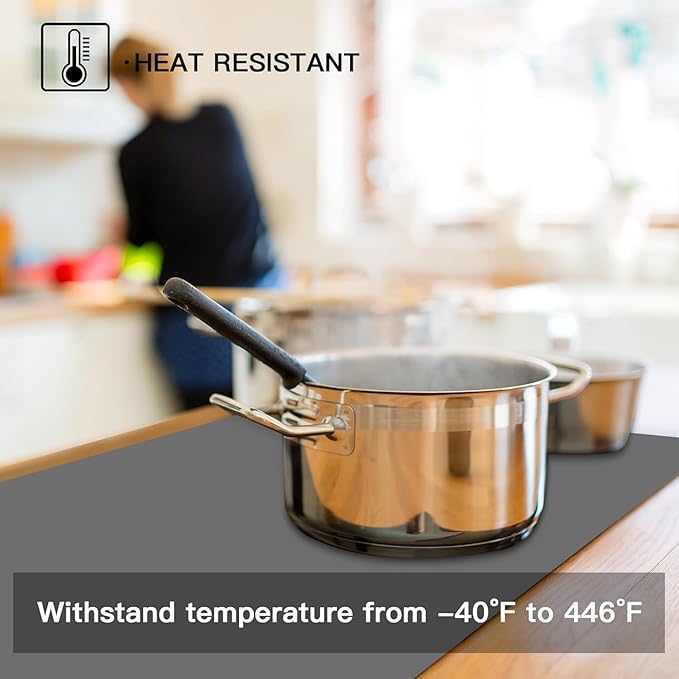 Largest Silicone Mats for Kitchen Counter, 120" x 24" Extra Large Heat Resistant Counter Mat, Kitchen Island Waterproof Thicken Non-slip Countertop Protector Mat, Dark Gray