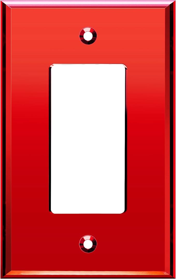 LIDER Reflective Acrylic Decorator Wall Plate, Mirrored Light Switch Plate, Plexiglass Outlet Cover, Acrylic Glass, Oversized 1-Gang 5.25" x 3.44", LWP-31O-ARD, Red