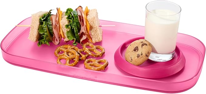 madesmart dipware Small Serving Plate, Stackable & Removable Dip Bowl for Salsa, Queso, Salad, Olives, Dishwasher & Microwave Safe, Multipurpose Plate & Bowl, Pink