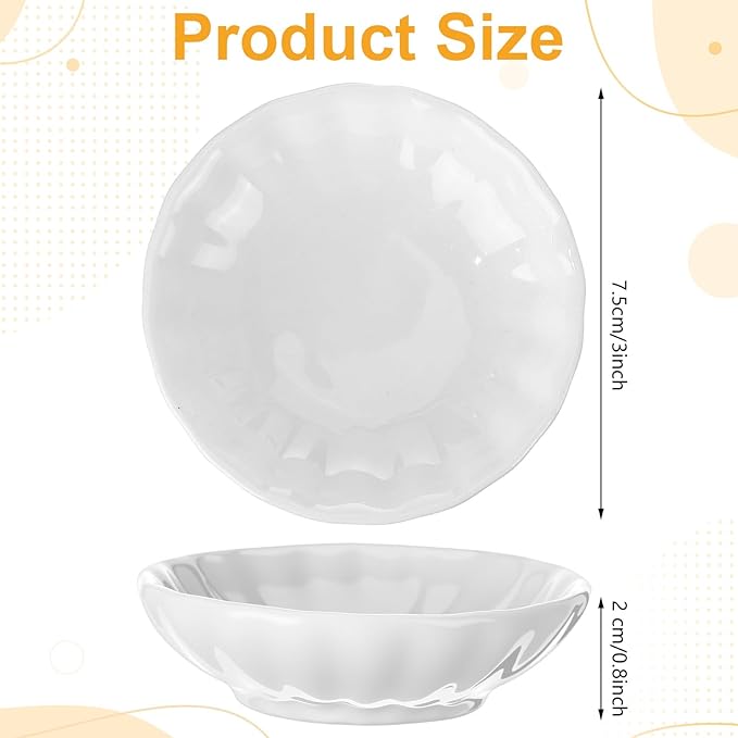 Mimorou 100 Pcs Soy Sauce Dish White Dipping Bowls Bulk, 1.2 oz Asian Small Sauce Bowls for Sushi, Ketchup, Vinegar, Olive Oil, Soy, Spices, BBQ Chip and Dip Serving Bowl Set Gift (Flower)