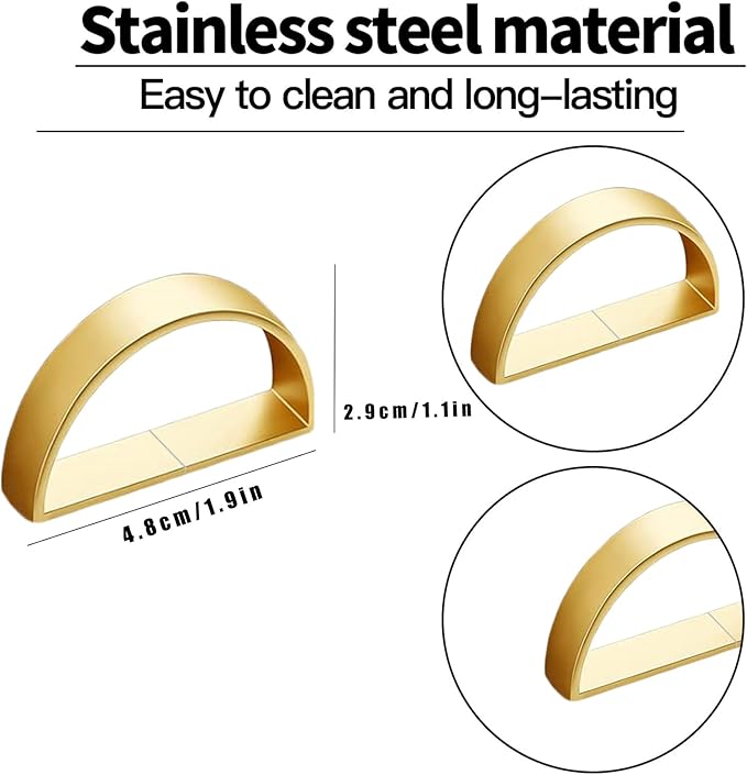 32 Pcs Matt Gold Napkin Rings - Metal Napkin Ring,Stainless Steel Napkin Rings for Table Settings Wedding Christmas Party Dinner Table(Semicircle)