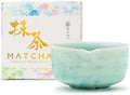 Matcha Bowl | Japanese Crystal-Glazed Ceramic Matcha Tea Bowl with Spout | Traditional Matcha Chawan | Designed in Japan |「Crystal Shell Green」