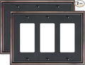 2-Pack Decorative Tripple Decorator Outlet Cover Plate, Durable Zinc Alloy Aged Bronze Wall Plates for Electrical Outlets, Receptacle, GFCI Outlet, Dimmer Switch, 3-Gang, Corrosion Resistant