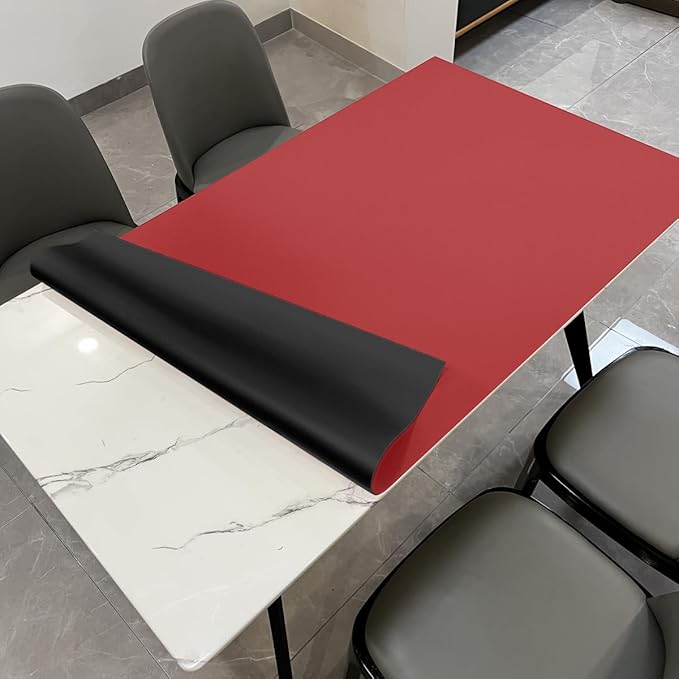 Leather Table Pad,1.8mm Thick,40x72 Inch,Dining Table Pad,Table Pads for Dining Room Table Rectangular,Table Protector for Dining Room Table,Dining Table Cover(Black+Wine Red,40x72)