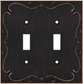 French Cabriole Decorative Wall Plate Switch Plate Outlet Cover (Double Toggle, Aged Bronze)