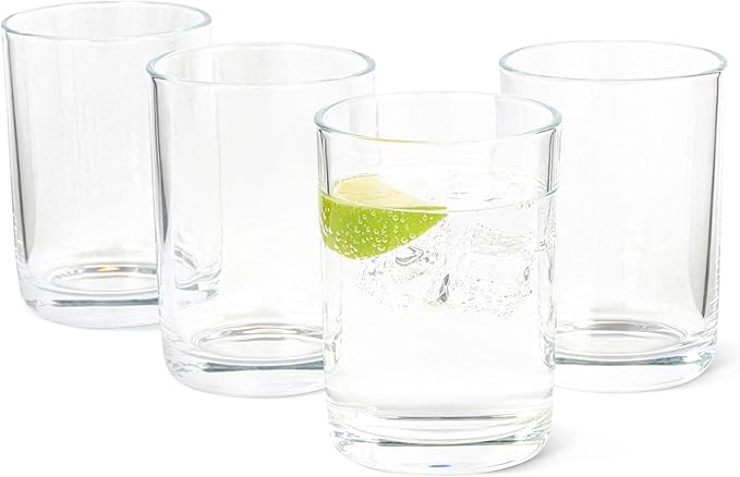 Amazon Basics Drinking Glasses, 4-Piece Set, 11 oz., Dishwasher-Safe