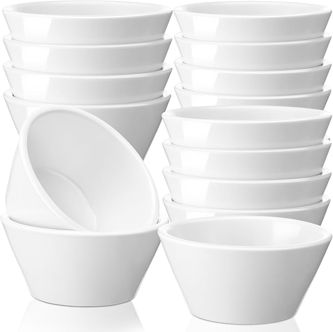 Domensi 12 Pcs 8 oz Porcelain Bowls Small Dessert Bowls Porcelain Broth Cups Soup for Ice Cream Dipping Sauce Bouillon Soups Salads Cereal, Microwave and Dishwasher Safe