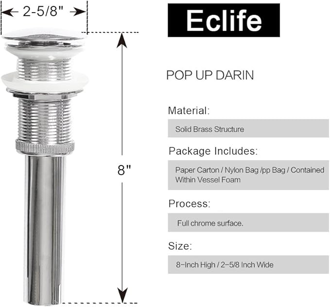 eclife Bathroom Ceramic Sink Bowl Classic White Square Porcelain Vessel Sink and Faucet Combo for Bathroom Countertop Bowl Sink & Chrome Pop Up Drain (A07)