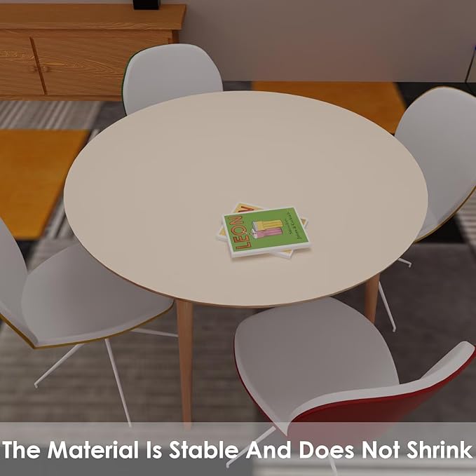 Round Table Cover - Can Be Used On Both Sides Waterproof and Easy to Clean Good Flatness Used for Dining Table(Light Beige+Light Gray Dia.54Inch)