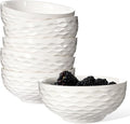 Artena Cereal Bowls 26 OZ, Ceramic Soup Bowls For Kitchen, Embossment Bowls For Rice Pasta Salad, White Bowls For Breakfast Lunch Dinner, 6 Inch, Set Of 6, Dishwasher & Microwave Safe, Seawave