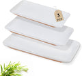 AmorArc Ceramic Serving Platter,Rectangular 16"/14.3"/12.6" inch Serving Dishes for Party Entertaining,Stoneware Serving Trays for Turkey,Salad,Microwave&Dishwasher Safe-Set of 3-White