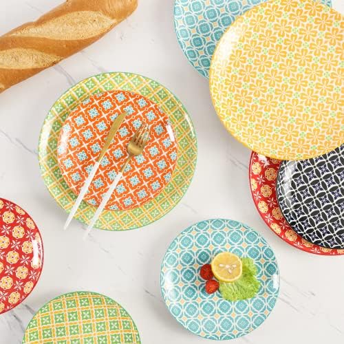 Metahom 10 Inch Dinner Plates Set of 6, Colorful Ceramic Plates - Image 4