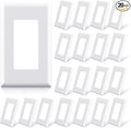 ELEGRP 1-Gang Screwless Decorator Wall Plates, Standard Size Unbreakable Thermoplastic Faceplate Cover for Decorator Receptacle Outlet Switch, UL Listed (20 Pack, Glossy White)
