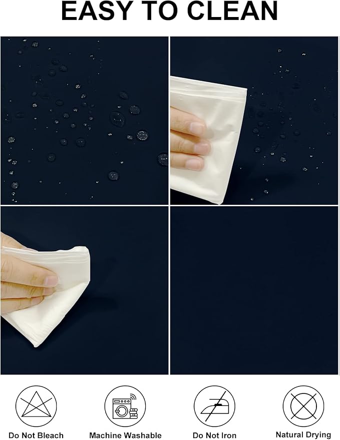 Fokitut 2 Pack Waterproof Square Tablecloth, 70x70 Inch, Stain Resistant and Wrinkle Polyester Table Cloth, Fabric Table Cover for Kitchen Dining, Wedding, Party, Holiday Dinner-Navy