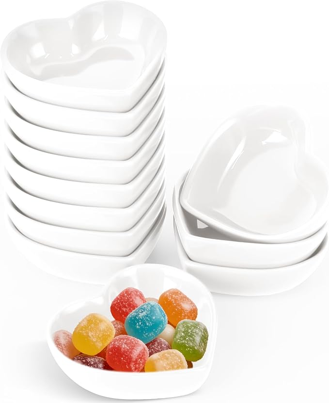 12PCS Heart Shaped Bowl Heart Bowl For Candy Lovers, Office Desk Decor, Home Snack Display, Valentine'S Day, Wedding Celebrations, Birthday Parties,Family Kitchen Use