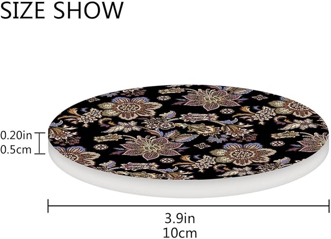 Coasters for Drinks Coaster Drink Set Decorative Coffee Table Desk Cup Mat Spring Cute Cork Bar Backing Round Home Decor Mandala Black12