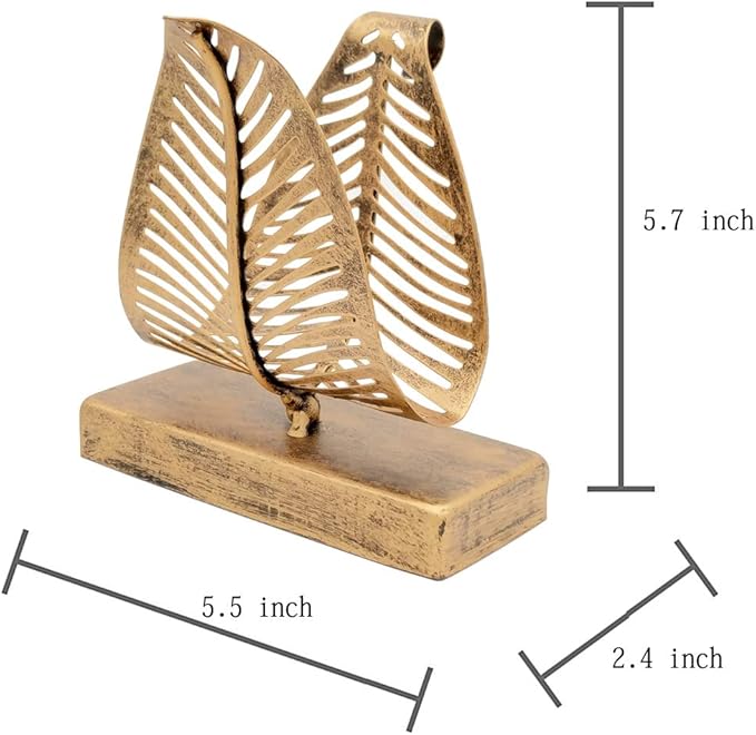 OwlGift Freestanding Modern Napkin Holder with Leaf Design, Tabletop Tissue Dispenser, Countertop Napkin Storage Organizer – Bronze