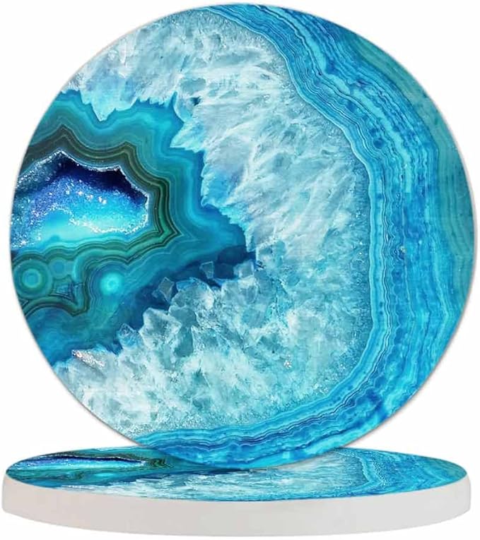 Stone Texture Drink Coasters Modern Small Piece of Rock Smooth Exterior Housewarming Presentss for New Home Present for Friends,2 Pcs,4 X 4 X 0.35 Inches