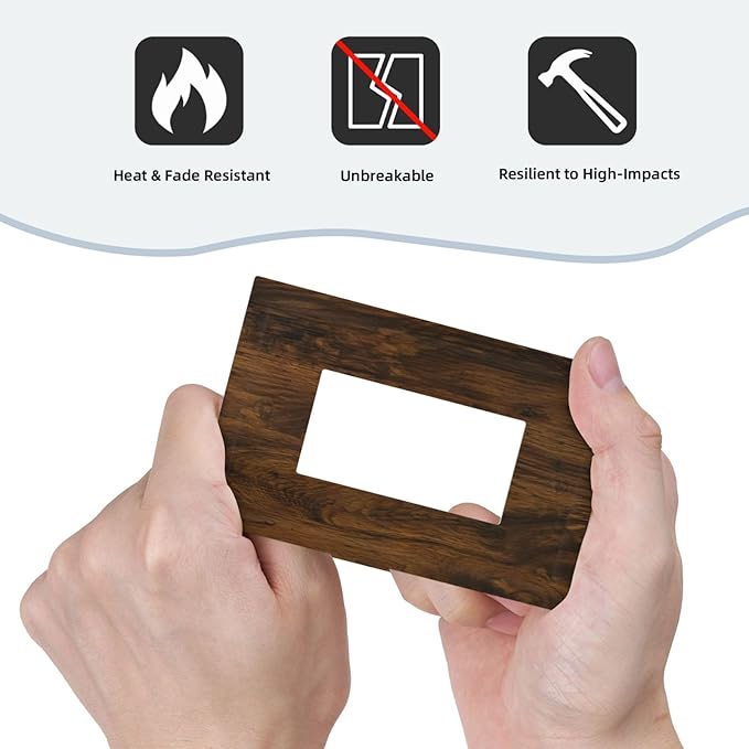 Outlet Covers Brown Rustic Wood Grain Vintage Wooden Texture 1 Gang Wall Plate Single Rocker Light Switch Cover Decorative GFCI Receptacle Electrical Switchplate for Cabin Bedroom Decor（2 Pack）