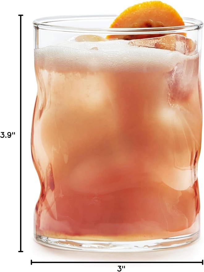 Libbey Lava Rocks Glasses Set, Free Form Glassware Drinking Glasses Set of 8, Tactile, All-Purpose, Dishwasher Safe Glasses for Cocktail Parties