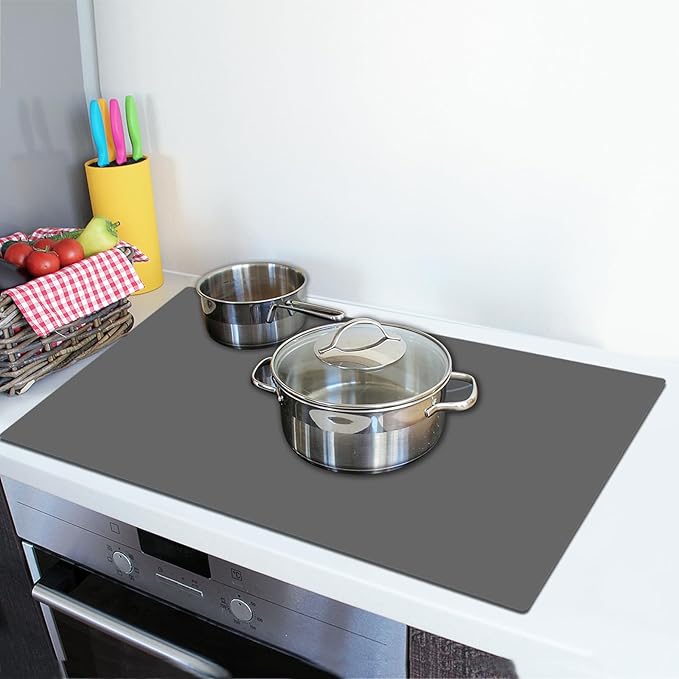 2MM Thick Silicone Countertop Mat, 31.5"x 23.6" Silicone Mats for Kitchen Counter, Nonslip Heat Resistant Mat, Large Kitchen Counter Mats, Waterproof Countertop Protector, Dark Gray