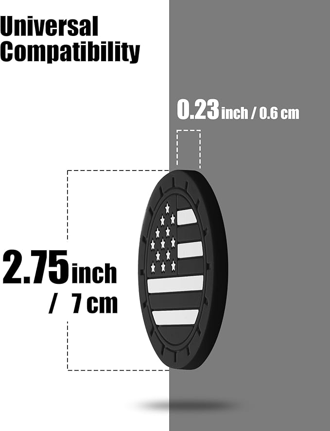 4 Pack Car Cup Coasters, Universal American Flag Non-Slip Silicone Cup Holder Inserts, Car Interior Accessories, Black