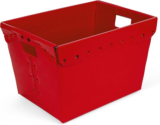 Hudson Exchange 18.25 x 13.25 x 11.75 (3 Pack) Corrugated Space Age Handled Storage Container Mail Tote, Red