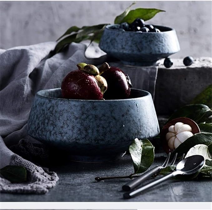 Bowls Japanese Style Irregular Noodle Bowls Fruit Salad Noodle Soup Bowl Dinnerware Set Ceramic Bowls Tableware(Small)