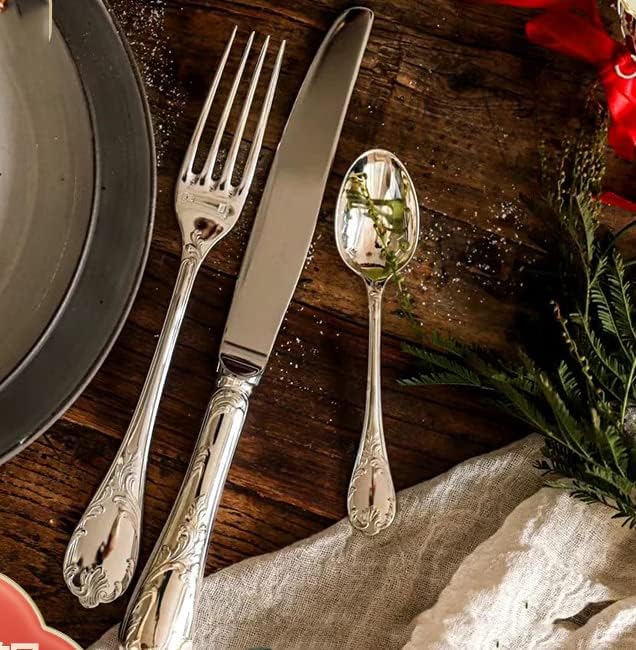 24-piece Silverware Set for 6, Retro Royal Palace Style Stainless Steel Flatware Cutlery Serving Utensils, Eating Tableware for Home Kitchen Hotel Restaurant, Mirror Polished