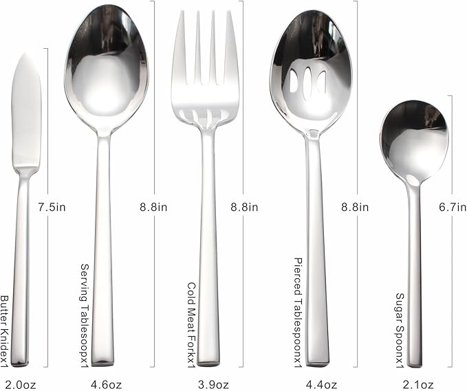 Silverware Set for 8,45 Pieces Forged Stainless Steel Flatware Set Cutlery Set,Heavy Duty and Modern Desgin,Fancy Tableware Cutlery Set for Home,Restaurant (Silver Cube 45)