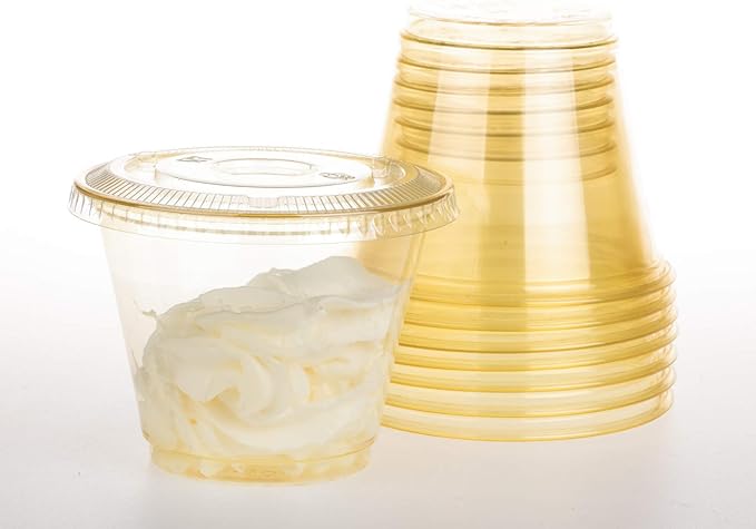 Golden Apple, 9oz-50sets Yellow Plastic Cups with Clear Flat no Hole lids.…