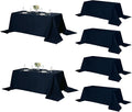 Fokitut 6 Pack Rectangle Tablecloth, 90x132 Inch, Stain Resistant and Wrinkle Polyester Table Cloth, Fabric Table Cover for Kitchen Dining, Wedding, Party, Holiday Dinner-Navy