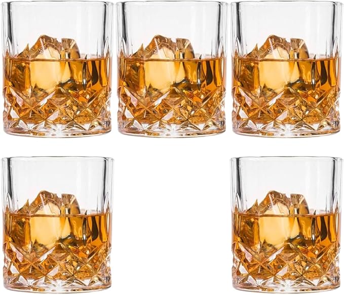 Set of 5 Crystal Whiskey Glasses - 11 oz Double Old Fashioned Tumbler, Perfect for Bourbon, Vodka, and Cocktails (Set of 5)