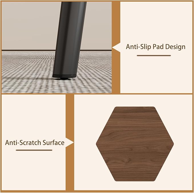 55.1'' Dining Table Set for 4,Modern Wood Dining Table,Leather Dining Chairs 4,Table and Chairs Set of 4,Ideal for Kitchen Dining Room (Walnut Color Table + 4 Grey Chairs)