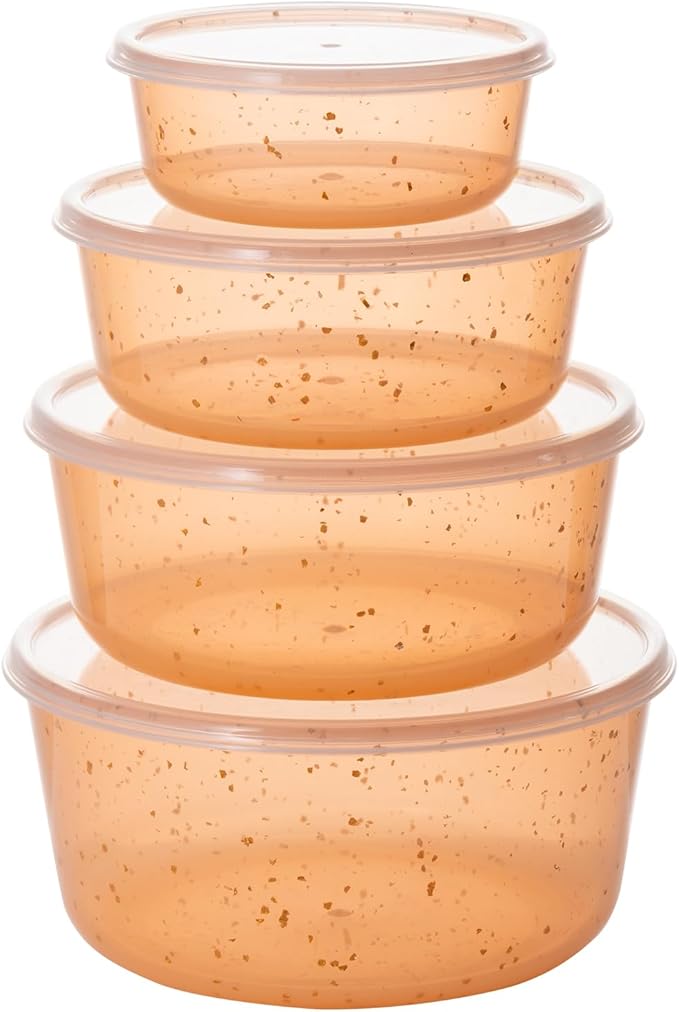 4Pcs stackable Plastic Mixing Bowls with Lids Set for Kitchen, Safe BPA Free Non Toxic Serving Bowl Mixing Bowls