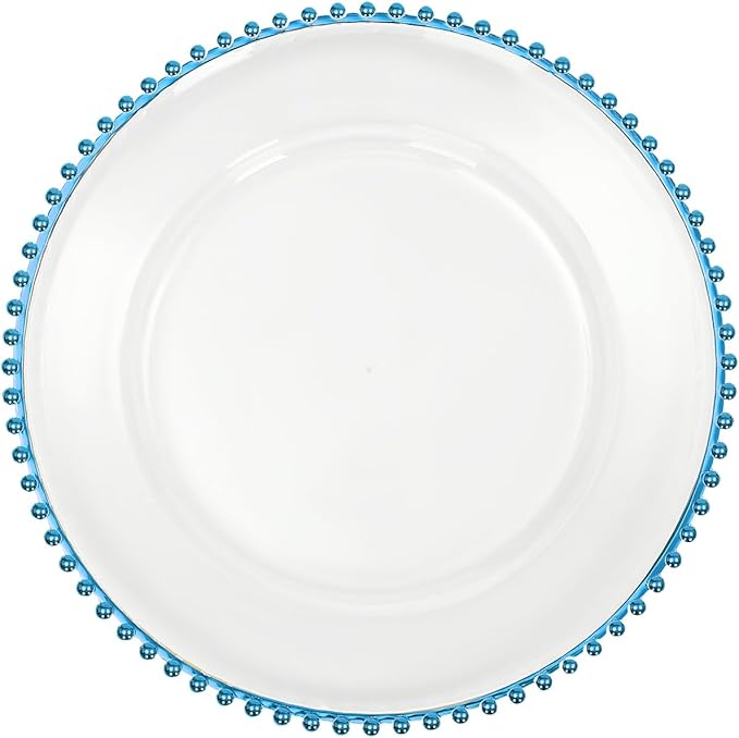 50 Pcs Charger Plates Set, Round Charger Plates, Reusable Serving Plates Embossed Rim Plastic Chargers Plate Decorative Round Plate Chargers for Dinner Plate Table Wedding Shower Decoration